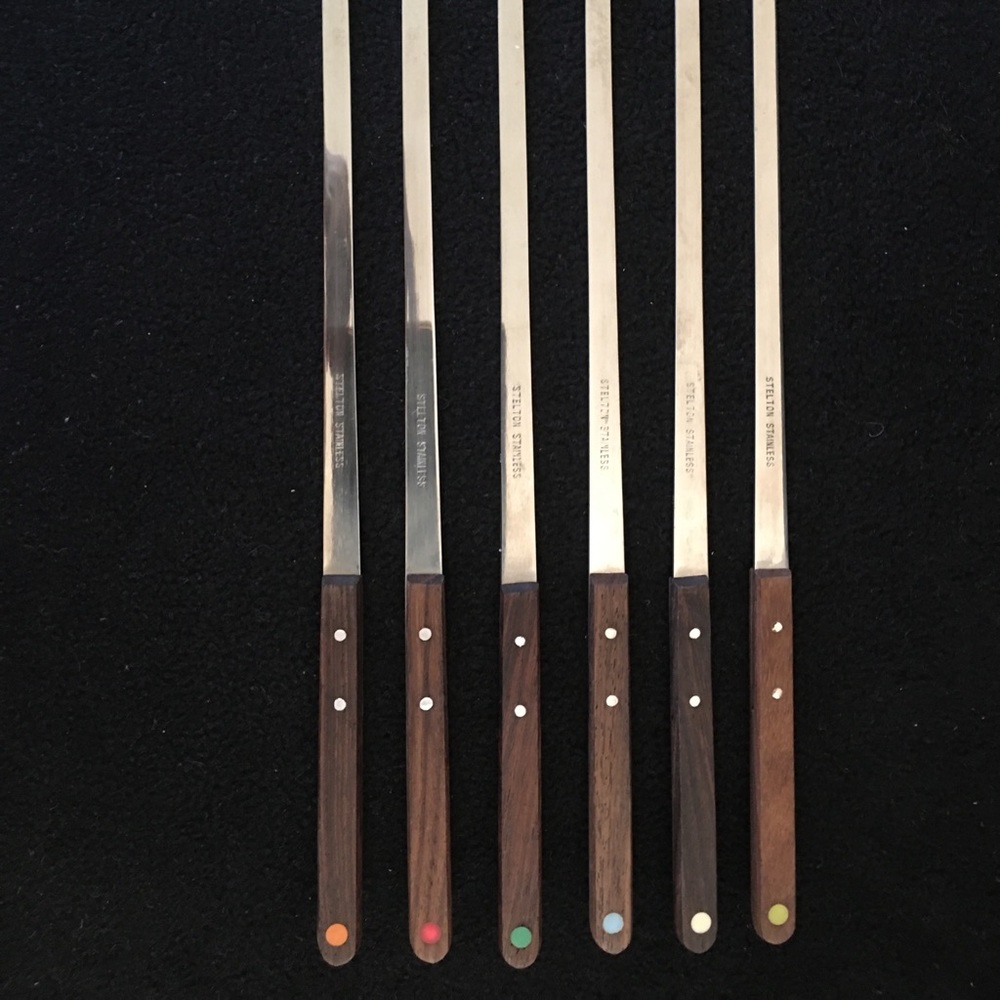 Mid Century Modern Teak Fondue Forks Set